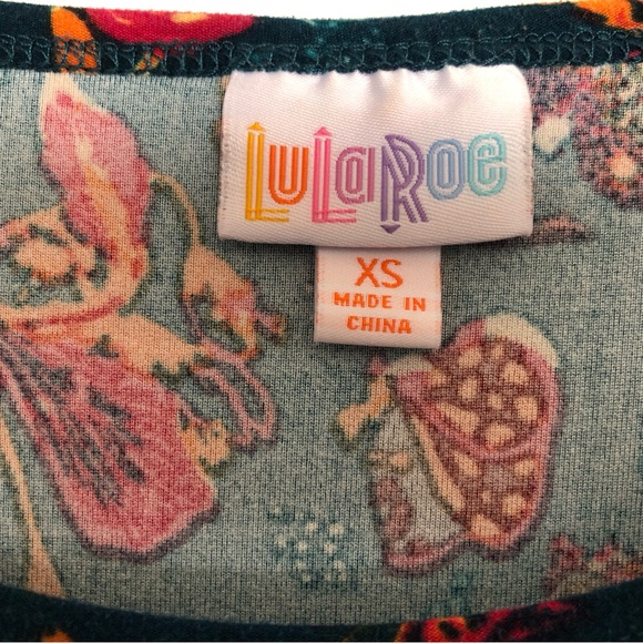 Women Short Sleeve Irma Leggings Material Soft Size XS LuLaRoe Floral Butterfly - Picture 5 of 6